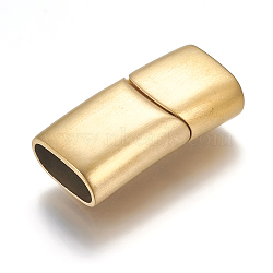 304 Stainless Steel Magnetic Clasps with Glue-in Ends, Rectangle, Golden, 28.5x14x8mm, Hole: 12x6mm(STAS-P224-01G)