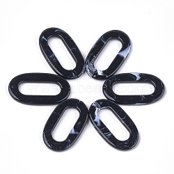 Acrylic Linking Rings, Quick Link Connectors, For Jewelry Chains Making, Imitation Gemstone Style, Oval, Black, 36.5x21x3.5mm, Hole: 24.5x8.5mm, about: 290pcs/500g(OACR-S021-30F)