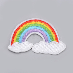 Computerized Embroidery Cloth Iron On/Sew On Patches, Costume Accessories, Appliques, Rainbow, Colorful, 56x35x1.5mm(X-AJEW-S067-078)