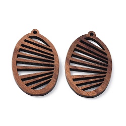 Walnut Wood Laser Cut Pendants, Hollow Charms, Undyed, Shell Shape, 37x24x2.6mm, Hole: 1.6mm(X-WOOD-Q051-01H)