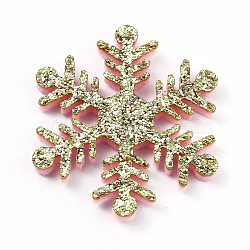 Snowflake Felt Fabric Christmas Theme Decorate, with Glitter Gold Powder, for Kids DIY Hair Clips Make, Dark Khaki, 3.6x3.15x0.25cm(DIY-H111-B01)