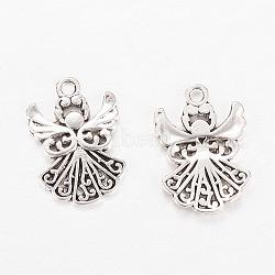 Tibetan Style Alloy Pendants, Angel, Cadmium Free & Lead Free, Antique Silver, 20x14x2mm, Hole: 2mm, about 950pcs/1000g(TIBEP-Q063-52AS-RS)