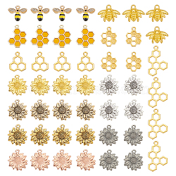 ANATTASOUL Tibetan Style Alloy Pendants, Mixed Styles, Mixed Color, 14.5~29.5x15~21x1.5~2.5mm, Hole: 1.4~2mm, 80pcs/box(FIND-AN0001-41)