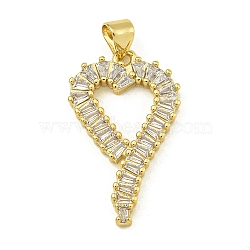 Rack Plating Brass Pave Cubic Zirconia Pendants, Lead Free & Cadmium Free, Real 18K Gold Plated, Heart, Real 18K Gold Plated, 25.5x15.5x2.5mm, Hole: 4x3.5mm(KK-U029-10G-01)