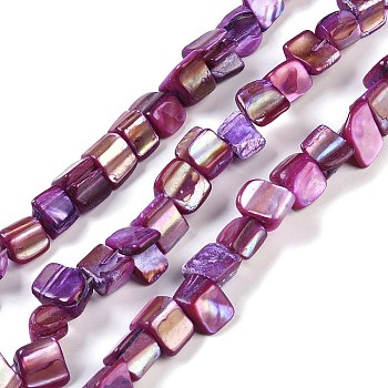 Dyed Natural Freshwater Shell Beads Strands, Nuggets, Old Rose, 7.5~9x9.5~15x5~9mm, Hole: 0.9mm, about 42~50pcs/strand, 14.45''~14.76''(36.7~37.5cm)