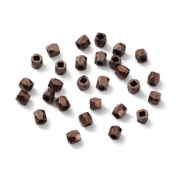 Brass Spacer Beads, Faceted, Column, Nickel Free, Red Copper, 3x3mm, Hole: 1.5mm