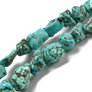 Dyed Natural Howlite Beads Strands, Nuggets, 6~11x5.5~8x4.5~5.5mm, Hole: 1mm, 15.31 inch(38.9cm)