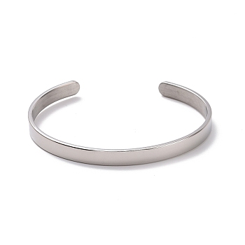 304 Stainless Steel Open Cuff Bangle, Inspirational Word Because of You Bangle for Mother's Day, Word, Inner Diameter: 2-1/2 inch(6.5cm)