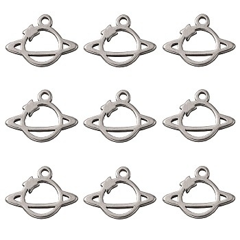 304 Stainless Steel Charms, Planet, Stainless Steel Color, 8x11.5x1mm, Hole: 1mm