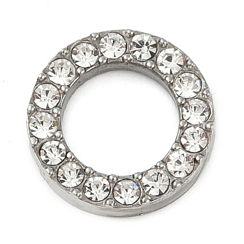 304 Stainless Steel Crystal Rhinestone Linking Rings, Ring, Stainless Steel Color, 13x3mm, Inner Diameter: 8mm