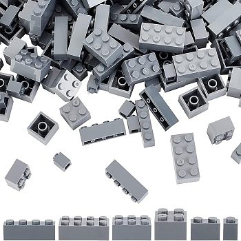 Olycraft 240Pcs 6 Style  Plastic Building Block Pieces, 1x1/1x2/1x4/2x2/2x3/2x4 Toy Bricks, for Children Toys, Square & Rectangle, Gray, 7.8~32x7.8~15.8x11.3mm, 40pcs/style