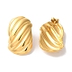 Stripe Oval Ion Plating(IP) 304 Stainless Steel Stud Earrings for Women(EJEW-L287-026G)-2