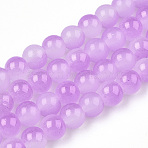 Baking Paint Imitation Jade Glass Round Bead Strands, Two Tone, Orchid, 7.5~8mm, Hole: 1mm(X1-DGLA-N003-8mm-05)