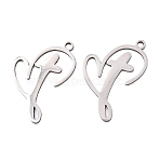 201 Stainless Steel Pendants, Heart & Cross Charms, Stainless Steel Color, 17.5x16.5x1mm, Hole: 1.4mm(STAS-B135-04P)