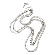 201 Stainless Steel Double Layer Snake Chain Necklaces, Ball Tassel Necklaces, Stainless Steel Color, 15.94 inch(40.5cm)(STAS-B076-02P)