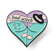 Gothic Sexy Butt Heart Shaped Enamel Pins, Halloween Brooch, for Backpack Clothes, Turquoise, 28x30.5x1.5mm(JEWB-B016-02EB-05)
