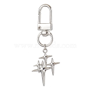 Star Alloy Pendant Decoraton, Swivel Clasps Charms, for Backpack Keychain Ornaments, Platinum, 63mm(HJEW-JM02029-01)