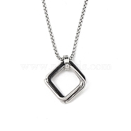 Zinc Alloy Pendant Necklaces, 201 Stainless Steel Chains Necklaces, Rhombus, 23.43 inch(59.5cm)(NJEW-M211-12A-BP)