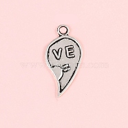 Valentine's Day Tibetan Style Alloy Pendants, Heart, Antique Silver, 30.5x15x2.5mm(FIND-CJC0019-25N)