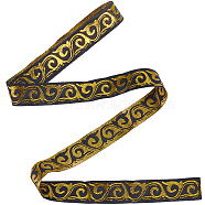 Embroidery Polyester Ribbons, Jacquard Ribbon, Garment Accessories, Floral Pattern, Gold, 3/4 inch(20mm), about 7.66 Yards(7m)/pc(OCOR-WH0077-98A)