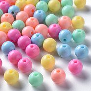 Opaque Acrylic Beads, Round, Mixed Color, 10x9mm, Hole: 2mm, about 940pcs/500g(MACR-S370-C10mm-M1)