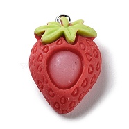 Fruits Opaque Resin Pendants, with Platinum Plated Iron Loops, Strawberry, 27x18.5x8mm, Hole: 2mm(RESI-A030-02B)