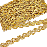 15 Yards Sparkle Polyester Wavy Lace Ribbon, with Sequin, Goldenrod, 7/8 inch(22mm), about 15.00 Yards(13.72m)/Card(DIY-WH0568-86)