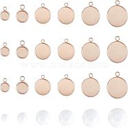 DIY Pendant Making Kits, with Flat Round 304 Stainless Steel Pendant Cabochon Settings, Plain Edge Bezel Cups, Transparent Glass Cabochons, Rose Gold, Pendant Cabochon Settings: 24pcs/set(DIY-UN0001-57)