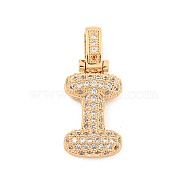 Brass Micro Pave Clear Cubic Zirconia Pendants, Real 18K Gold Plated, Letter I, 31x13x5mm, Hole: 3x6mm(KK-B099-01G-I)