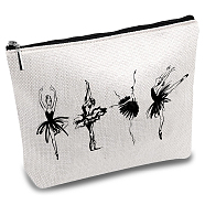 Custom Polycotton Ballet Dancer Printed Canvas Storage Bags, Rectangle Metal Zipper Pouches, Human, 18x25cm(ABAG-WH0029-131)