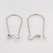 316 Surgical Stainless Steel Hoop Earrings, Stainless Steel Color, 21 Gauge, 20x10mm, Pin: 0.7mm(STAS-N019-07)