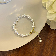 Plastic Pearl Beads Necklaces, White, 7-1/8 inch(18cm)(BJEW-H621-01)