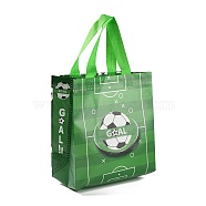 Football Printed Non-Woven Waterproof Tote Bags, Heavy Duty Storage Reusable Shopping Bags, Rectangle, Green, 28x21.7x0.2cm, Unfolded: 230x217x110mm(ABAG-P012-B02)