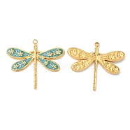 304 Stainless Steel Enamel Pendants, Real 18K Gold Plated, Dragonfly Charm, Light Sky Blue, 24x27x2mm, Hole: 1.4mm(X-STAS-K256-06G-03)