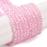 Baking Electroplate Glass Beads Strands, AB Color, Faceted, Round, Hot Pink, 3x2mm, Hole: 0.7mm, about 152~153pcs/strand, 13.39''(34~34.5cm)(DGLA-A039-J2MM-B16)