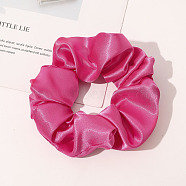 Satin Face Elastic Hair Accessories, for Girls or Women, Scrunchie/Scrunchy Hair Ties, Deep Pink, 120mm(OHAR-PW0007-43I)