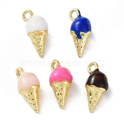 Rack Plating Alloy Enamel Charms, Golden, Ice Cream Charm, Mixed Color, 14.5x7mm, Hole: 1.8mm(X-PALLOY-Q458-11G)