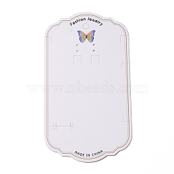 Paper Jewelry Display Cards for Necklace, Earring, Hair Clip, Rectangle with Butterfly Pattern, White, 16x9x0.03cm, Hole: 1.5~8mm(CDIS-F005-05)