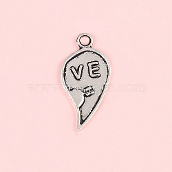 Valentine's Day Tibetan Style Alloy Pendants, Heart, Antique Silver, 30.5x15x2.5mm(FIND-CJC0019-25N)