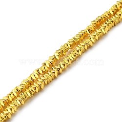 Electroplated Non-magnetic Synthetic Hematite Beads Strands, Faceted, Square, Golden Plated, 2x2x0.4mm, Hole: 0.8mm, about 420pcs/strand, 16.54 inch(42cm)(G-G849-05G)