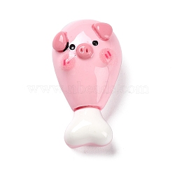 Opaque Resin Cute Pig Imitation Food Decoden Cabochons, Chicken Leg, White, 30x16x13mm(CRES-M016-01J)