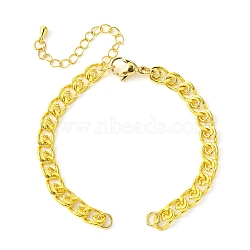 Rack Plating Brass Twisted Chain Bracelet Making, Long-Lasting Plated, Lead Free & Cadmium Free, Real 18K Gold Plated, 155mm, link: 7.5x5x1mm(KK-G501-03C-G)