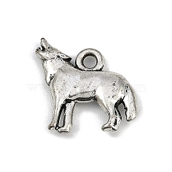 Alloy Resin Pendants, Animals theme, Mixed Shapes Charms, Wolf, 17x16x3mm, Hole: 2mm(PALLOY-S035-01C)