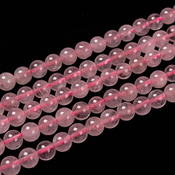 Natural  Rose Quartz Beads Strands, Round, 6mm, Hole: 1mm, about 65pcs/strand, 15 inch~16 inch(X-G-L104-6mm-01)