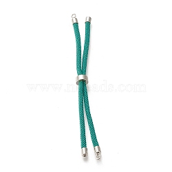 Nylon Twisted Cord Bracelet, with Brass Cord End, for Slider Bracelet Making, Light Sea Green, 9 inch(22.8cm), Hole: 2.8mm, Single Chain Length: about 11.4cm(MAK-M025-141A)