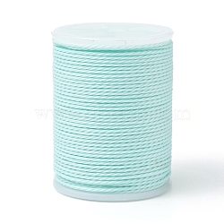 Round Waxed Polyester Cord, Taiwan Waxed Cord, Twisted Cord, Light Cyan, 1mm, about 12.02 yards(11m)/roll(X-YC-G006-01-1.0mm-31)