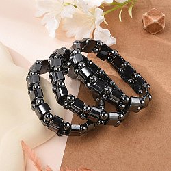 Valentine Day Gifts for Husband Stretchy Magnetic Synthetic Hematite Bracelet, about 2-1/8 inch(53mm) long, the Round Bead: 6mm, the Rectangle Bead: 13x6mm(X-IMB005)