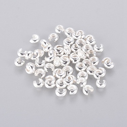 4MM Silver Color Plated Round Brass Crimp Beads Covers, Jewelry Making Findings, About 4mm In Diameter, 3mm Thick, Hole: 1.5mm(X-EC266-S)