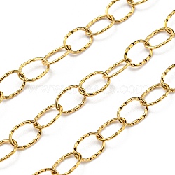 304 Stainless Steel Oval Link Chains, Soldered, with Spool, Real 18K Gold Plated, 9x6x1mm, 10m/roll(CHS-C009-16G)