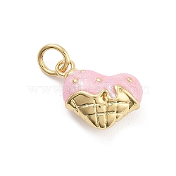 Rack Plating Brass Enamel Charms, Cadmium Free & Lead Free, Long-Lasting Plated, Real 18K Gold Plated, Heart, 11.5x12.5x6.5mm, Hole: 3mm(KK-G512-19E-G)